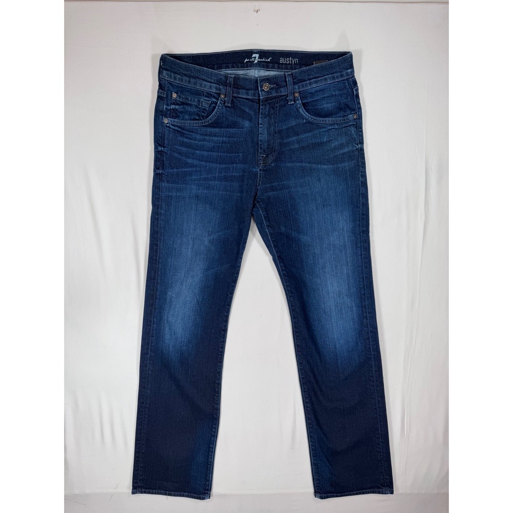7 For All Mankind Jeans Austyn Dark Wash 32 32x32 Relaxed Straight Leg Denim USA